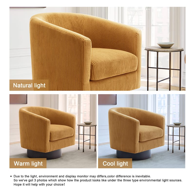 Modern Upholstered Barrel Chair Swivel Accent Chair for Living Room