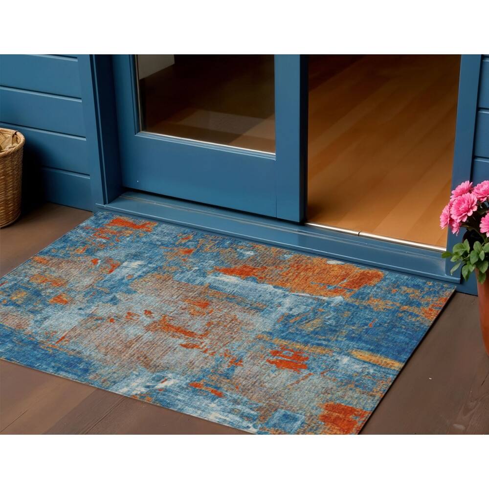 HomeRoots Abstract Transitional Rectangle Outdoor Rug