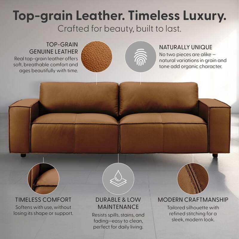 Clayton Top Grain Genuine Leather Loveseat, Sofa, or Living Room Set