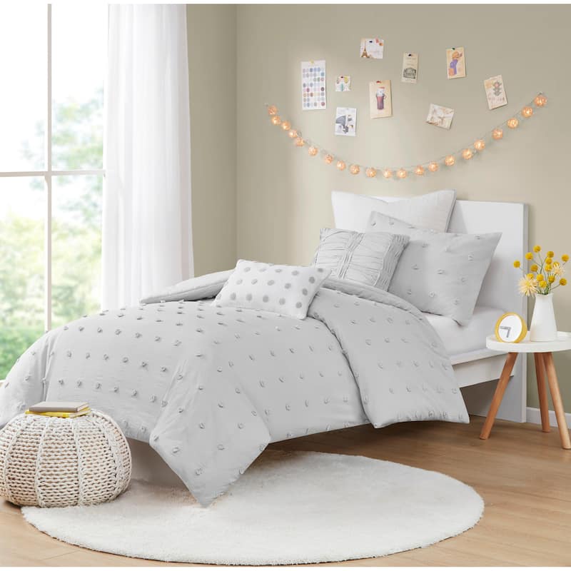 Intelligent Design Maize Cotton Jacquard Comforter Set with Euro Shams and Throw Pillows