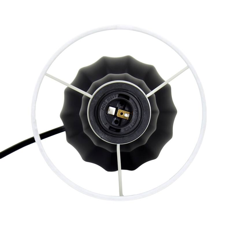 Stacked Double Gourd Ceramic Table Lamp with Tapered Shade - 12.5" - Black