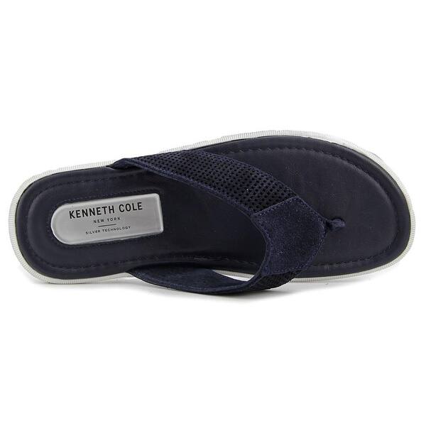 Shop Kenneth Cole Ny Final Word Men Open Toe Leather Blue Thong Sandal Overstock 16763654