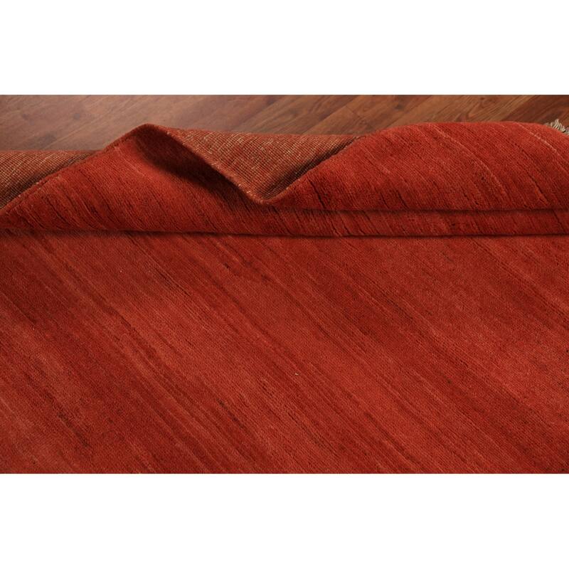 Orange Striped Gabbeh Oriental Rug Handmade Wool Carpet - 3'10" x 5'8"