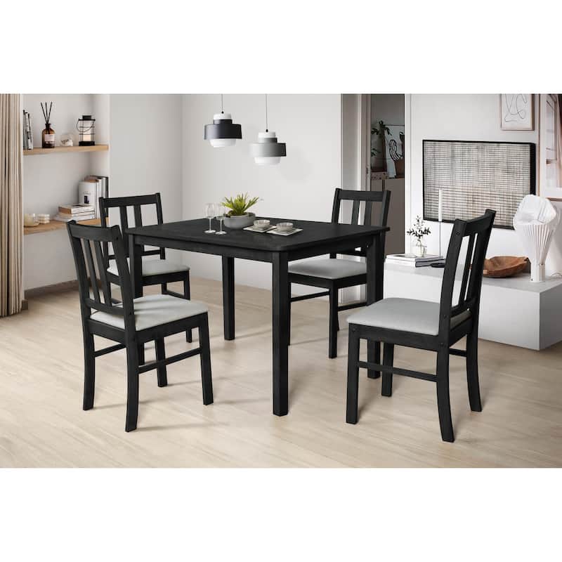 Clayfell 5 Pieces Sanford Dining Set - Table and 4 Chairs(Black)
