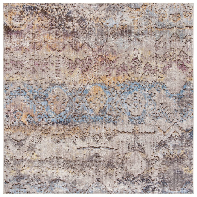 SAFAVIEH Bristol Nieki Vintage Boho Oriental Polyester Rug - 7' Square - Turquoise/Multi
