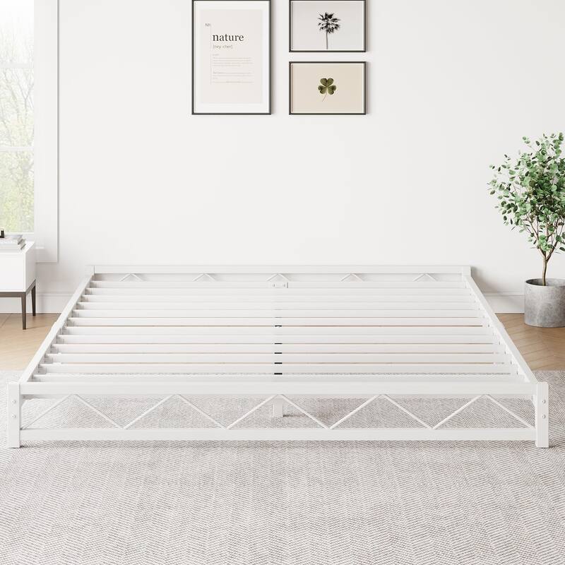 6 Inch Metal Platform Bed Frame with Wavy Pattern