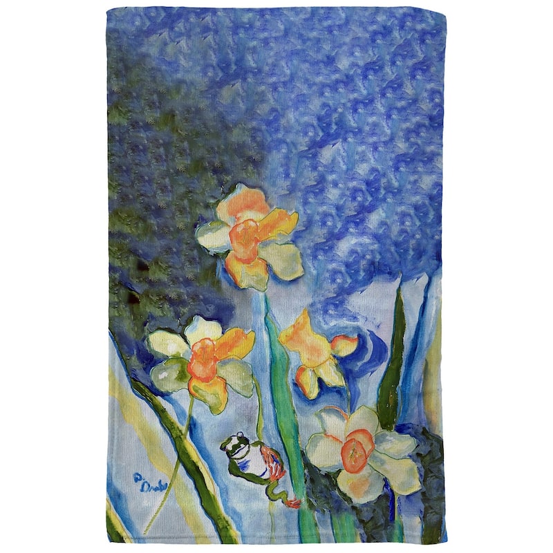 Daffodils & Frog Kitchen Towel - 16x25