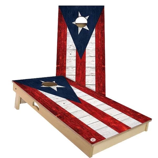 slide 2 of 9, Puerto Rico Flag Outdoor Cornhole Board Set