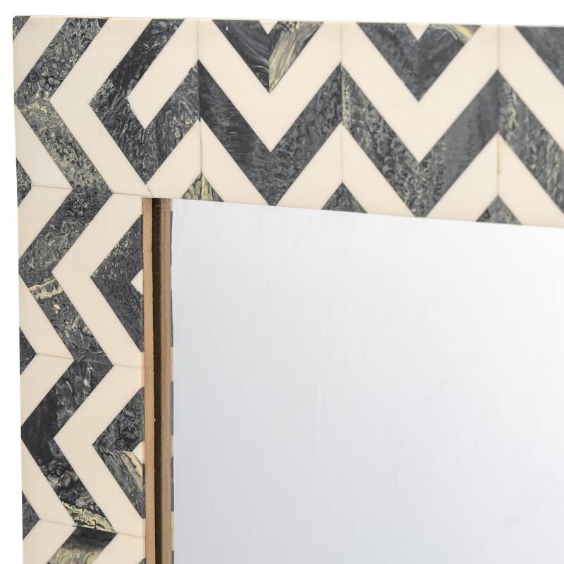 Sagebrook Home Resin Chevron Rectangle Floor or Wall Mirror Gray/White, Rectangle, 36"H - 24.0" x 1.0" x 36.0"