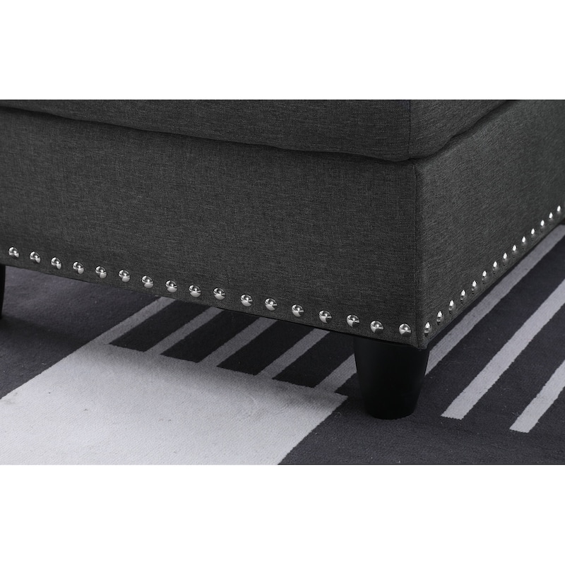 4-piece Modular Sectional Sofa with Storage Ottoman and Pillows