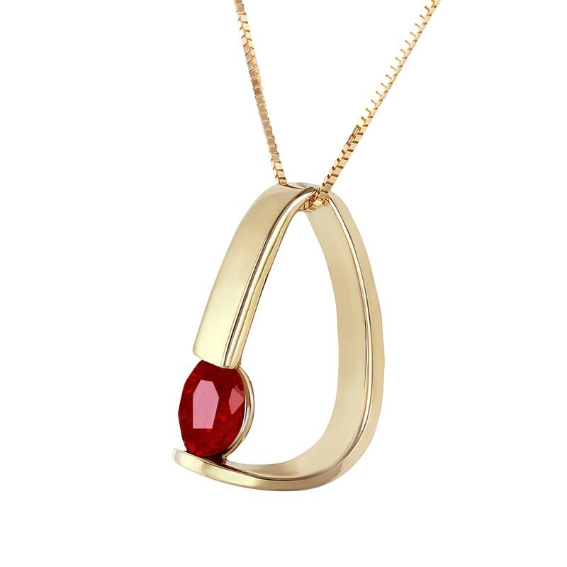 1.50 Carat 14K Solid Gold Modern Elegant Necklace w/ Natural Ruby