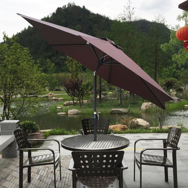burgundy patio umbrellas 9FT Outdoor Patio Umbrella, Burgundy / Red Stripes / Blue Stripes / Tan /  Chocolate / Brown - Bed Bath & Beyond