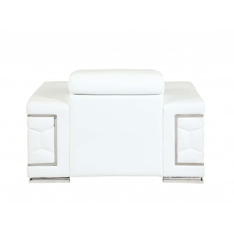 HomeRoots Three Piece Indoor White Italian Leather Six Person Seating Set