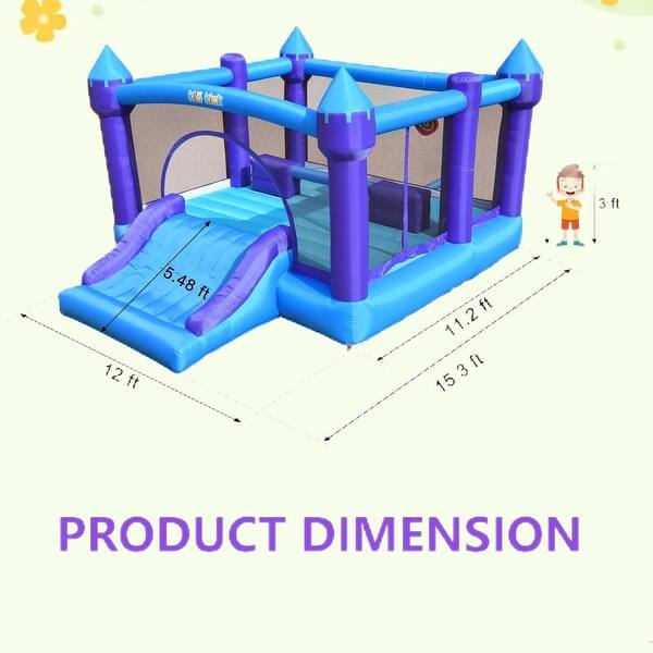 15.3'x 12' 840D Large Bounce House Oxford Inflatable Bouncers with Blower & Slide