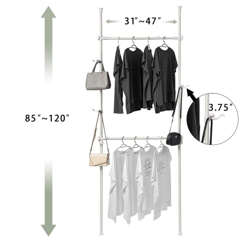Telescopic Garment Rack,Heavy Duty Design Movable DIY By Hand