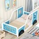 preview thumbnail 2 of 16, Twin Size Classic Car-Shaped Bed,Platform Bed with Wheels and Headboard and Footboard