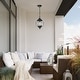 preview thumbnail 9 of 13, Modern Farmhouse Black 1-Light Outdoor Pendant Light Glass Patio Lantern Lamp - D10" X H12"