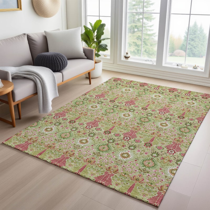 Machine Washable Indoor/ Outdoor Traditional Xander Chantille Rug