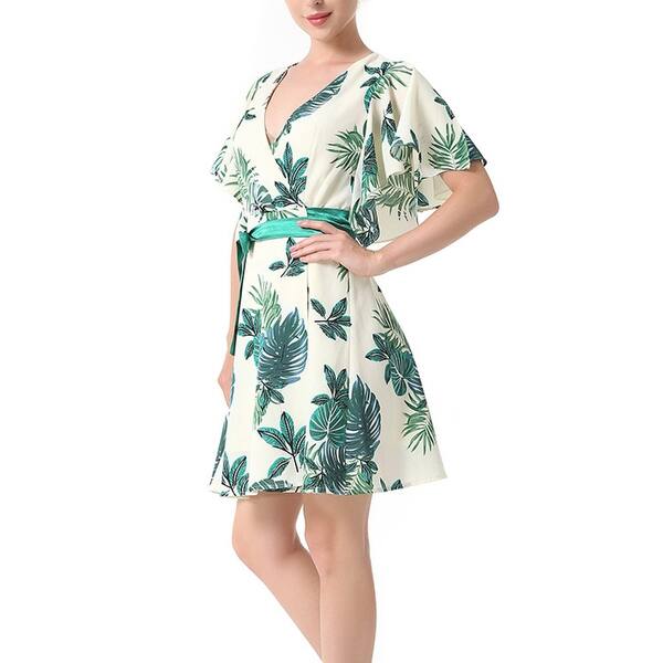 Shop Women Strap V Neck Printed Flying Sleeve Tie Casual Holiday