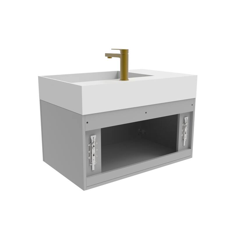 Amazon 30" Wall Mounted Bathroom Right Basin Vanity Set w/ White Top