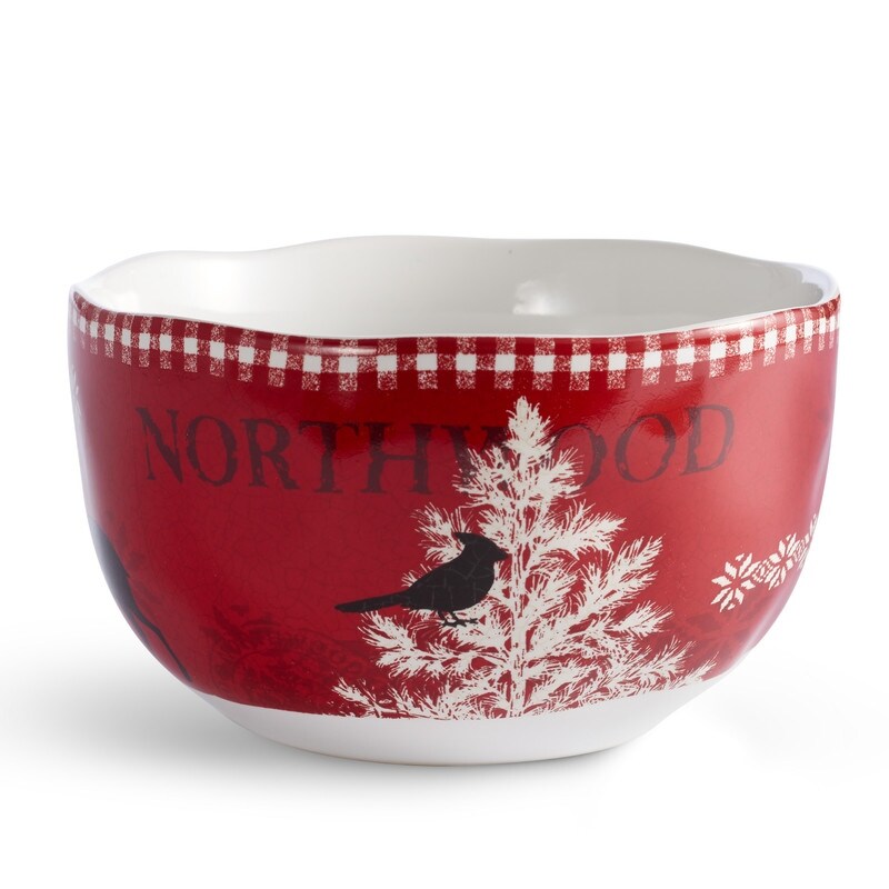 222 Fifth Northwood Cottage 12 Piece Dinnerware Set Red