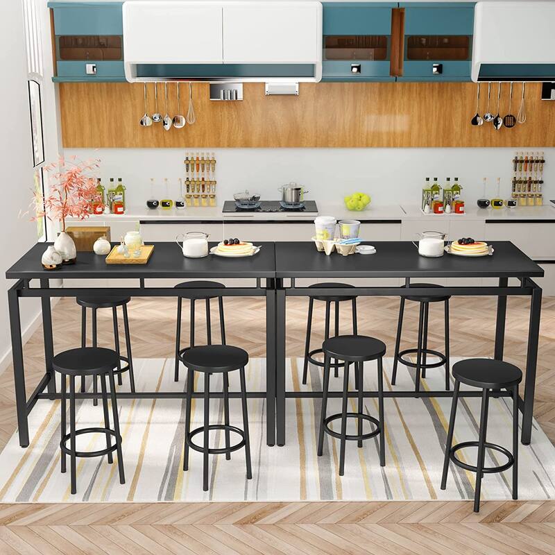 Eureka Industrial Modern Counter Height Pub 5-piece Dining Set, Wood Rustic Kitchen Dining Bar Set For Dining Room, Apartment
