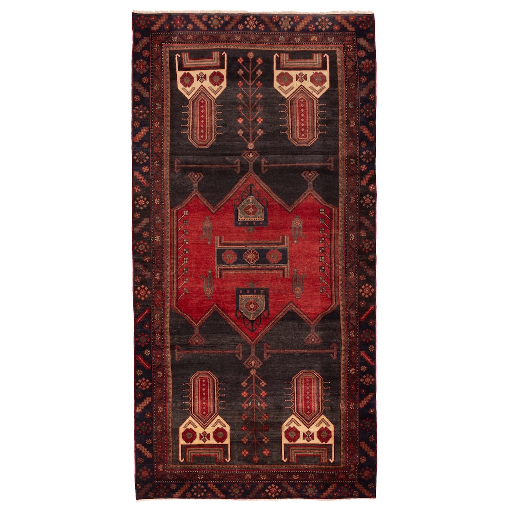 ECARPETGALLERY Hand-knotted Konya Anatolian Black, Red Wool Rug - 4'5 x 9'3