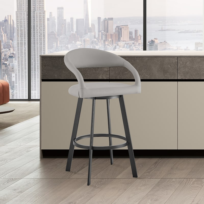 Ramona Modern Swivel Bar Stool, Upholstered Counter Height Chair with Iron Frame