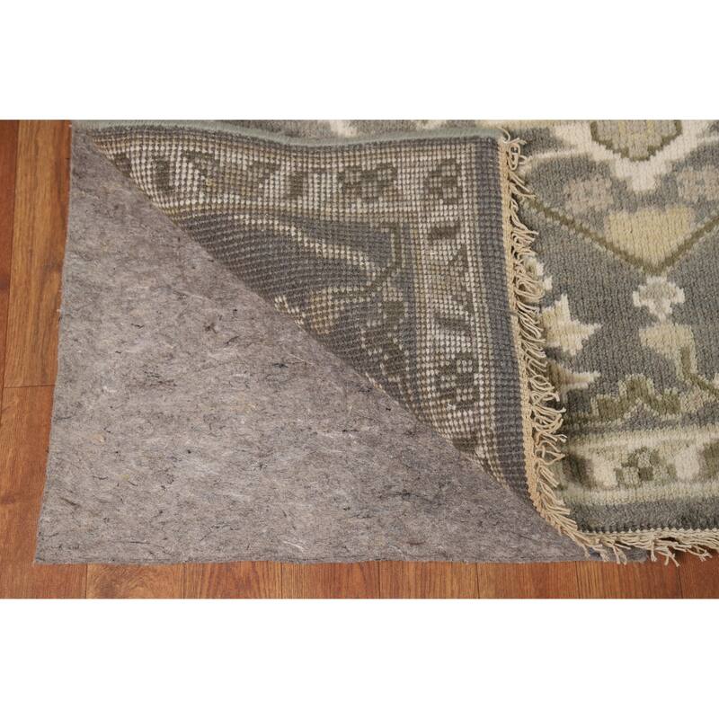 Transitional Gray Oushak Indian Area Rug Hand-Knotted Wool Carpet - 8'1" x 9'9"