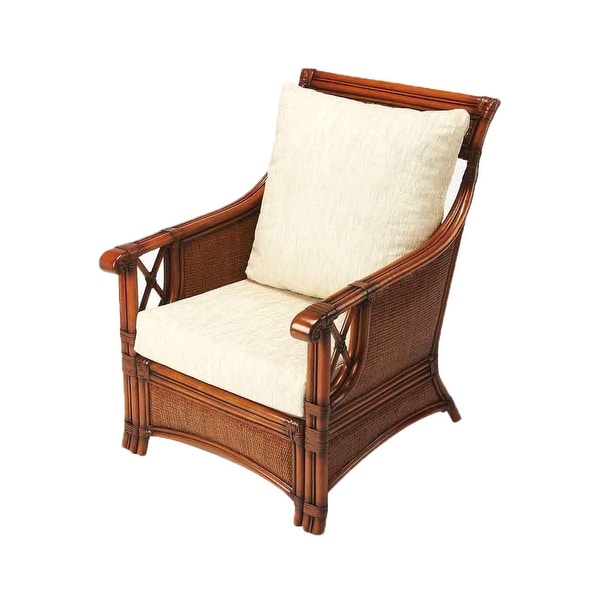 Offex Arihi Chestnut Rattan Distressed Rectangular Club Chair - Medium Brown