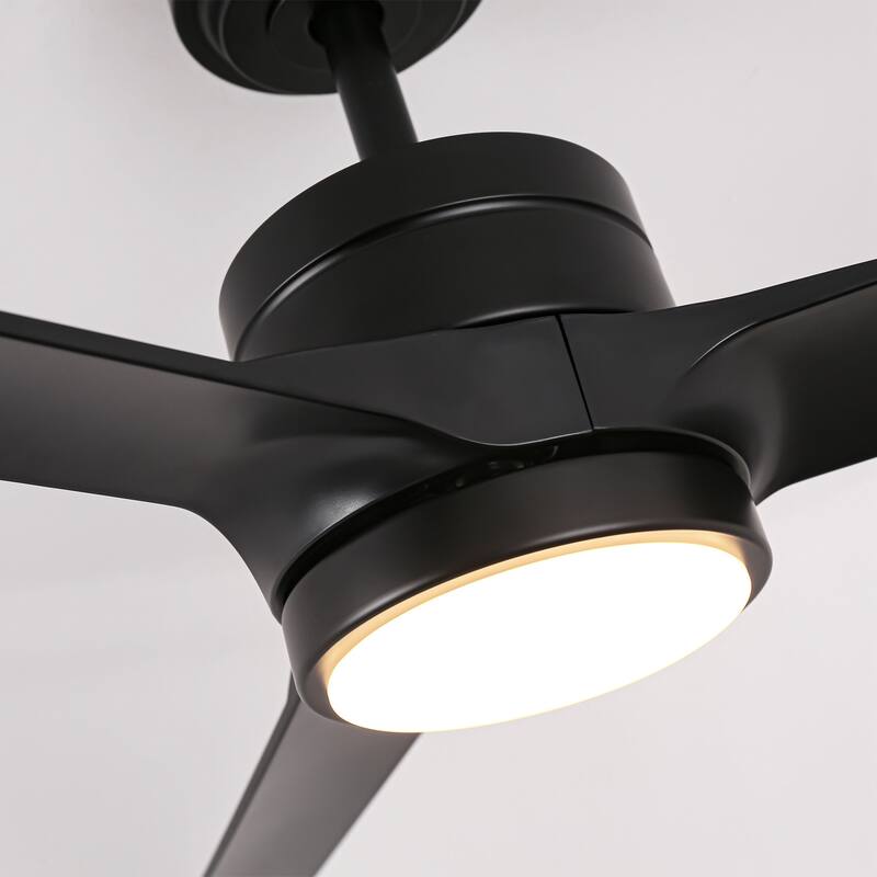 60" Black 3-blade Large Indsutrial LED Ceiling Fan with Light and Remote