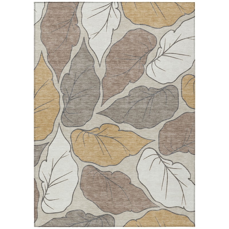 Machine Washable Indoor/ Outdoor Contemporary Floral Chantille Rug