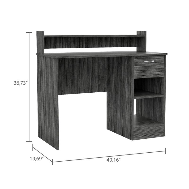 Modern Writing Desk with Storage Drawers, Open Shelf, and Stylish Hutch for Home Office or Study Room