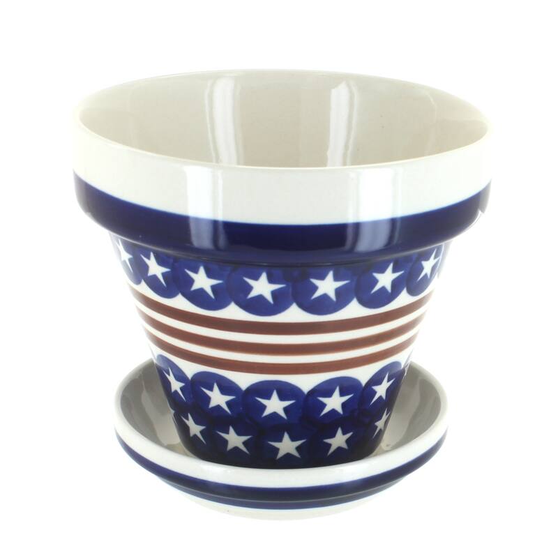 Blue Rose Polish Pottery 890-893 Zaklady Small Flower Pot