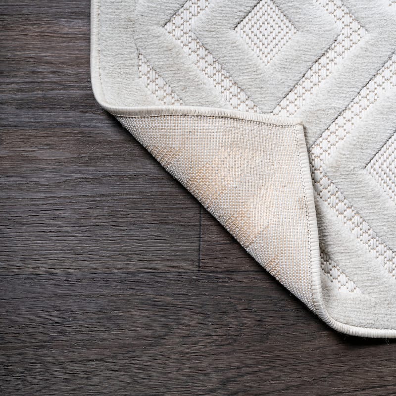 JONATHAN Y Ankara Neutral Diamond Trellis Indoor/Outdoor Area Rug