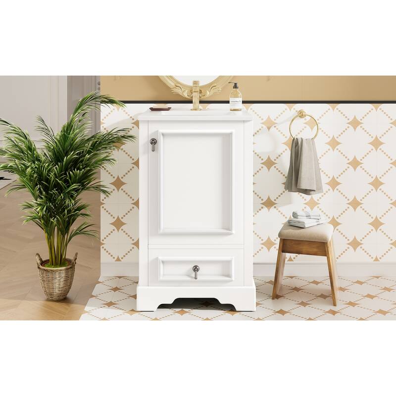 Bathroom Vanity with Sink, Bathroom Cabinet with Soft Closing Door, Storage Rack & Drawer, Free Standing Wood Vanity Set