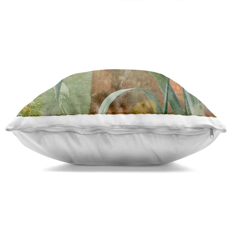 Stupell Yellow Lilies on Vintage Tile Decorative Printed Throw Pillow Design by Sasha