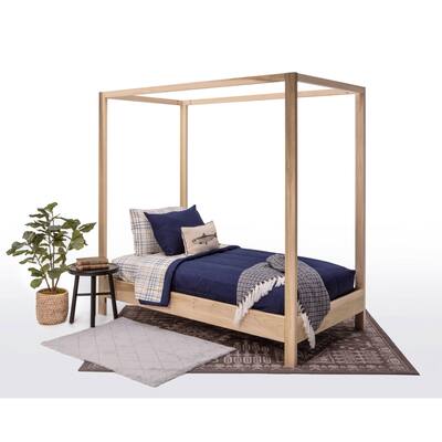American Furniture Classics Model TWIN CANOPY Twin Size Canopy Bed with Raised Platform