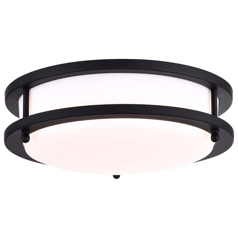 Glamour LED 10 inch Flush Mount Fixture Black Finish CCT Selectable 3K/4K/5K - Matte Black