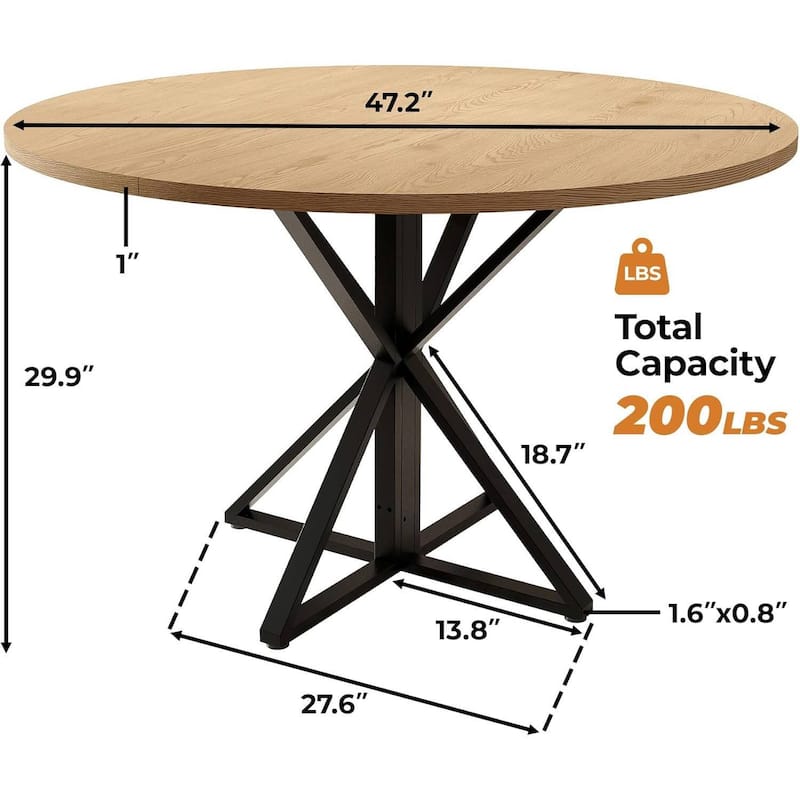 47" Kitchen Round Dining Table, Space Saving - N/A