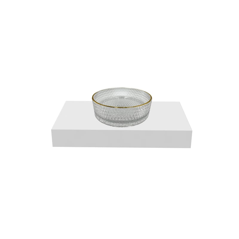 Scotch 16" & 14" Round Decorative Crystal Vessel Sinks With White Base - 36"Countertop - 14"Clear With Gold Rim