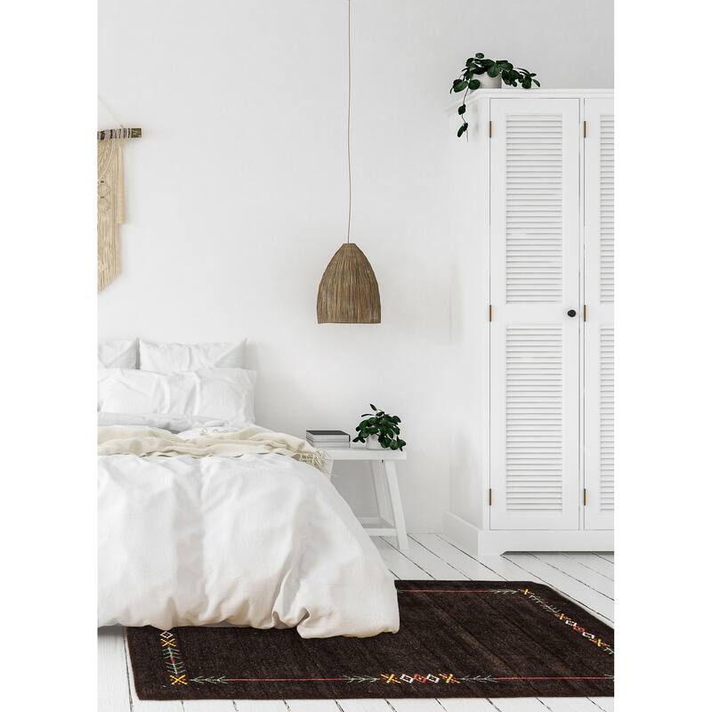 ECARPETGALLERY Hand Loomed Kashkuli Gabbeh Dark Brown Wool Rug - 3'0 x 4'9