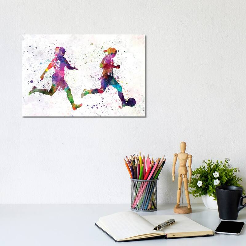 iCanvas "Girl Playing Soccer Silhouette III" by Paul Rommer Canvas Print - 8x12x0.75