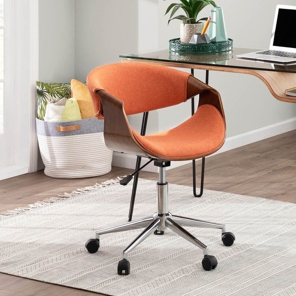 slide 1 of 25, Carson Carrington Kanasen Mid-century Modern Walnut Wood Office Chair
