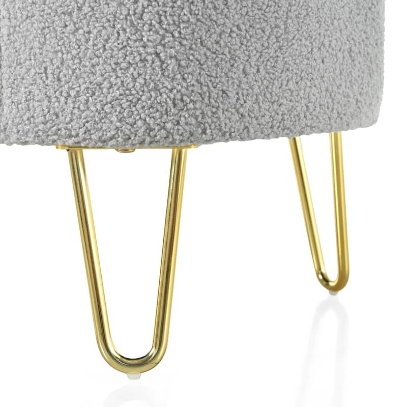 Fazi Oval Boucle Storage Ottoman Bench by Christopher Knight Home