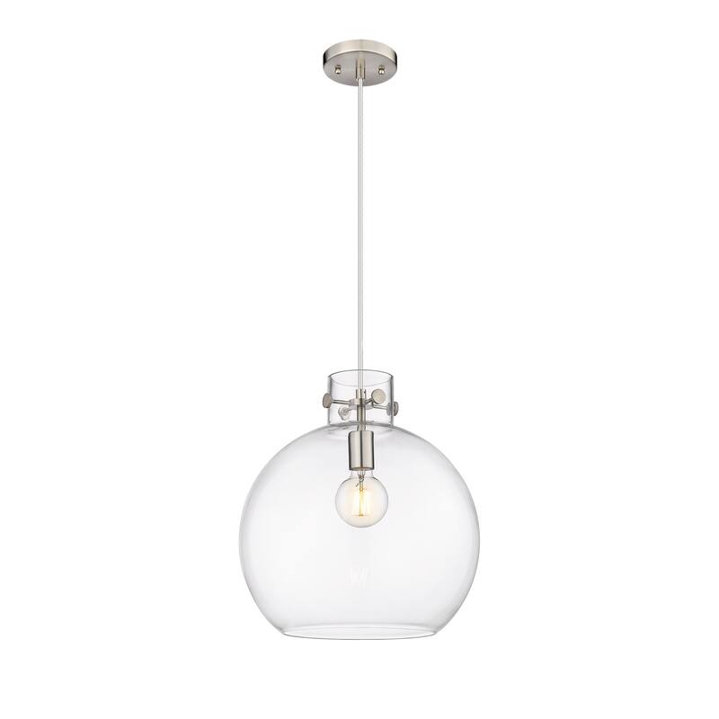 Innovations Lighting Newton Sphere - 1 Light 14" Cord Hung Pendant - Clear/Satin Nickel