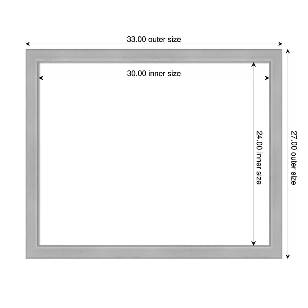 Amanti Art Vista Brushed Nickel Narrow Framed Dry Erase Magnetic Board