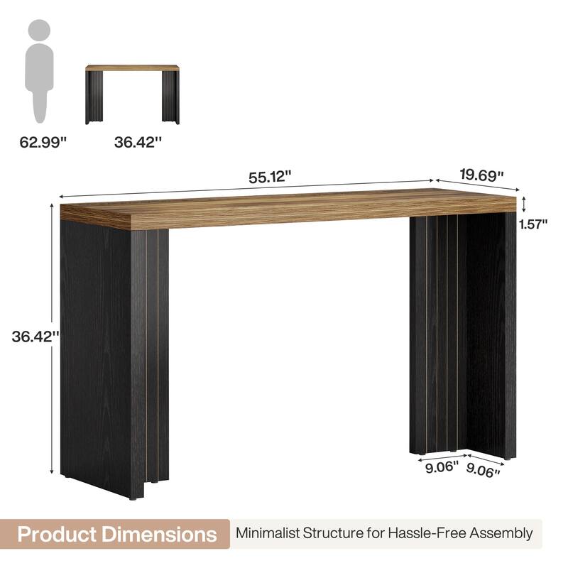 Home Bar Unit, 55.12-Inch Bar Table with Large Tabletop - 55.12" L x 19.69" W x 35.83" H