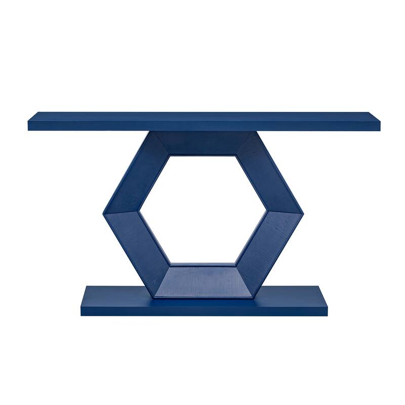 Fir Veneer Finish Entryway Table with Innovative Hollow Hexagon Leg, Hallway Tables Console Tables for Living Room