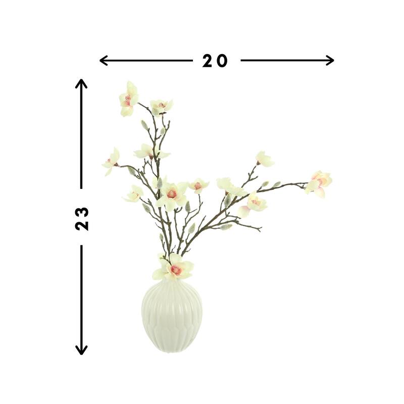 Butterfly Magnolia Arrangement in a Ceramic Vase - White, Pink